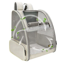 Zaino trasportino per cani e gatti di piccola taglia, beige, leggero, ideale per escursioni e attività all'aperto.