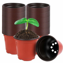 Set di 40 vasi da vivaio in plastica da 10 cm (4 pollici) per piante grasse, piantine, talee e trapianti, neri.