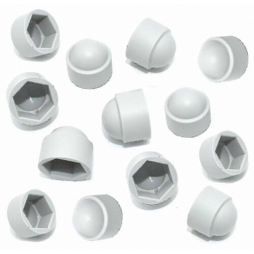 White Plastic M8 Hex Nut Caps - 20 Pack Protective Covers for M8 Nuts and Bolts (13mm)