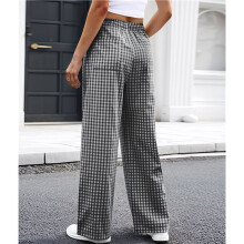 Womens Striped Gingham Pants 2026 Pajama Lounge Boxer Pants Cute Comfy PJ Bottoms with Pockets Gray XXL