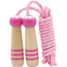 Adjustable Cotton Skipping Rope with Wooden Handle for Boys and Girls Fitness Outdoor Exercise (Pink)1pcs