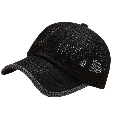 Geventileerd ontwerp Unisex Sporthoed Mesh Cap-Zwart