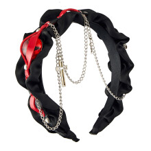 Moderne hoofdband met punkketen, flexibele haarband-zwart rood