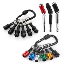 3 Pivoting Bit Tip Holder and 12 Bit Holder Keychain, 1/4 Inch Pivot Drill Bit Holder Quick Release Knuckle Bits Holder