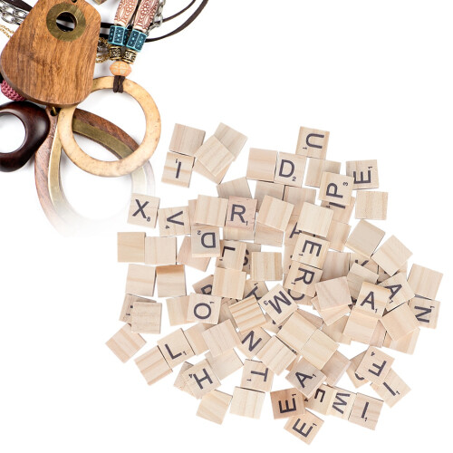 Wooden Alphabet Tile Set 100 Pieces