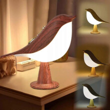 (Mahogany) 2 in 1 Aroma Lumibird Lamp Diffuser,3 Color Temperature Small Bird Table Lamp