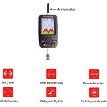 Wireless Sonar Fish Finder Portable Underwater Echo Sounder Fishing Detector with LCD Display, Depth Range, Fish Alarm