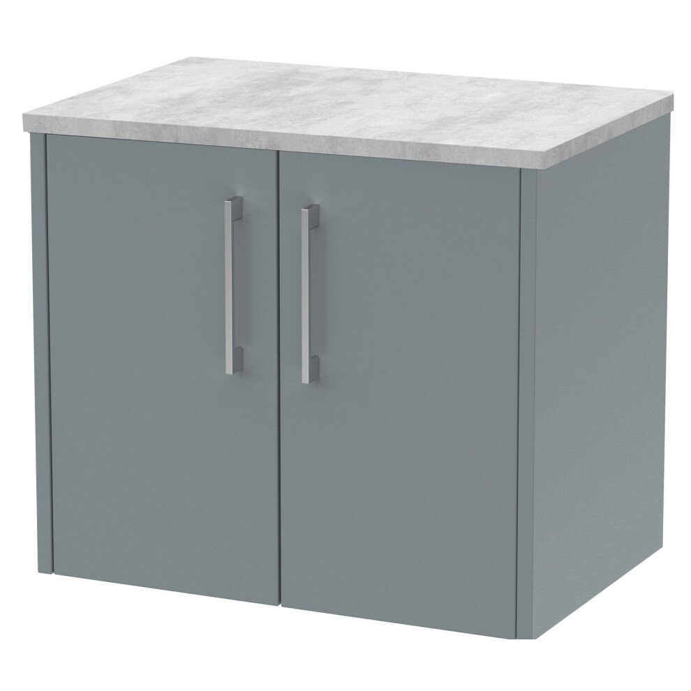Balterley Winshill Contemporary 2 Door Wall Hung Vanity Unit With Laminate Worktop, 600Mm Grey