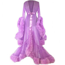 (One Size, Lavender) Women's Long Dress with Feather Flared Sleeves, Perfect for Bachelorette Parties