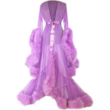 (2XL, Lavender) Women's Long Dress with Feather Flared Sleeves, Perfect for Bachelorette Parties