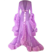 (3XL, Lavender) Women's Long Dress with Feather Flared Sleeves, Perfect for Bachelorette Parties