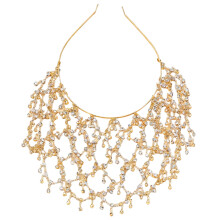 Luxurious Crystal Hair Jewelry Decorative Hair Chain For-Gold