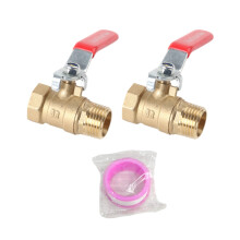 Solid Brass Ball Valves Red Levers Water Heater-4 points set
