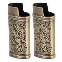 Retro Lighter Cover Metallic Floral Stamped