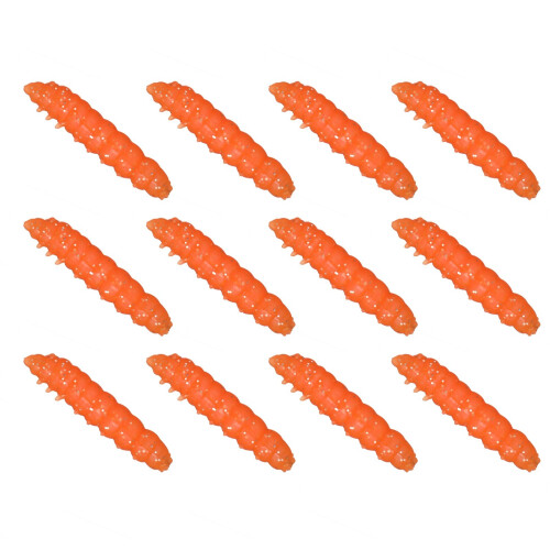 Pack of 12 Soft Plastic Bread Worm Lures with Glow for-Orange