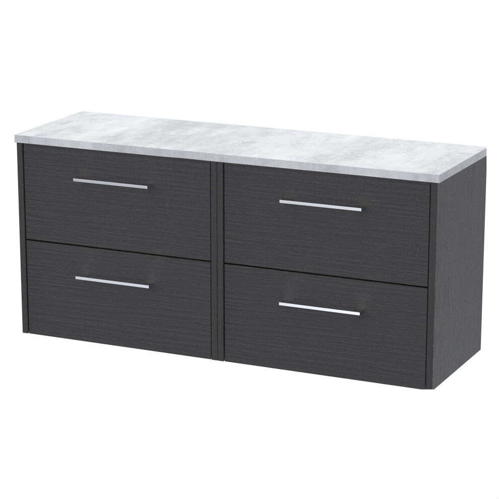 Balterley Winshill Contemporary 4 Drawer Wall Hung Vanity Unit With Laminate Worktop, Woodgrain Dark 1200Mm Grey