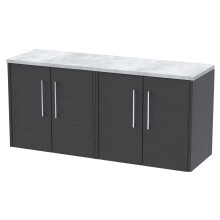 Winshill Contemporary Wall Hung Vanity Unit with Laminate Worktop, Woodgrain Dark Grey, 1200mm