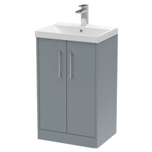 Winshill Contemporary 2 Door Floor Standing Vanity Unit with Thin Edge Basin, Grey, 500mm