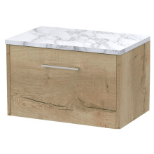 Winshill Contemporary 1 Drawer Wall Hung Vanity Unit with Laminate Worktop, Light Oak, 600mm