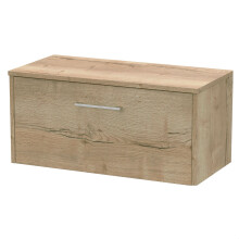 Winshill Contemporary 1 Drawer Wall Hung Vanity Unit with Worktop, Light Oak, 800mm