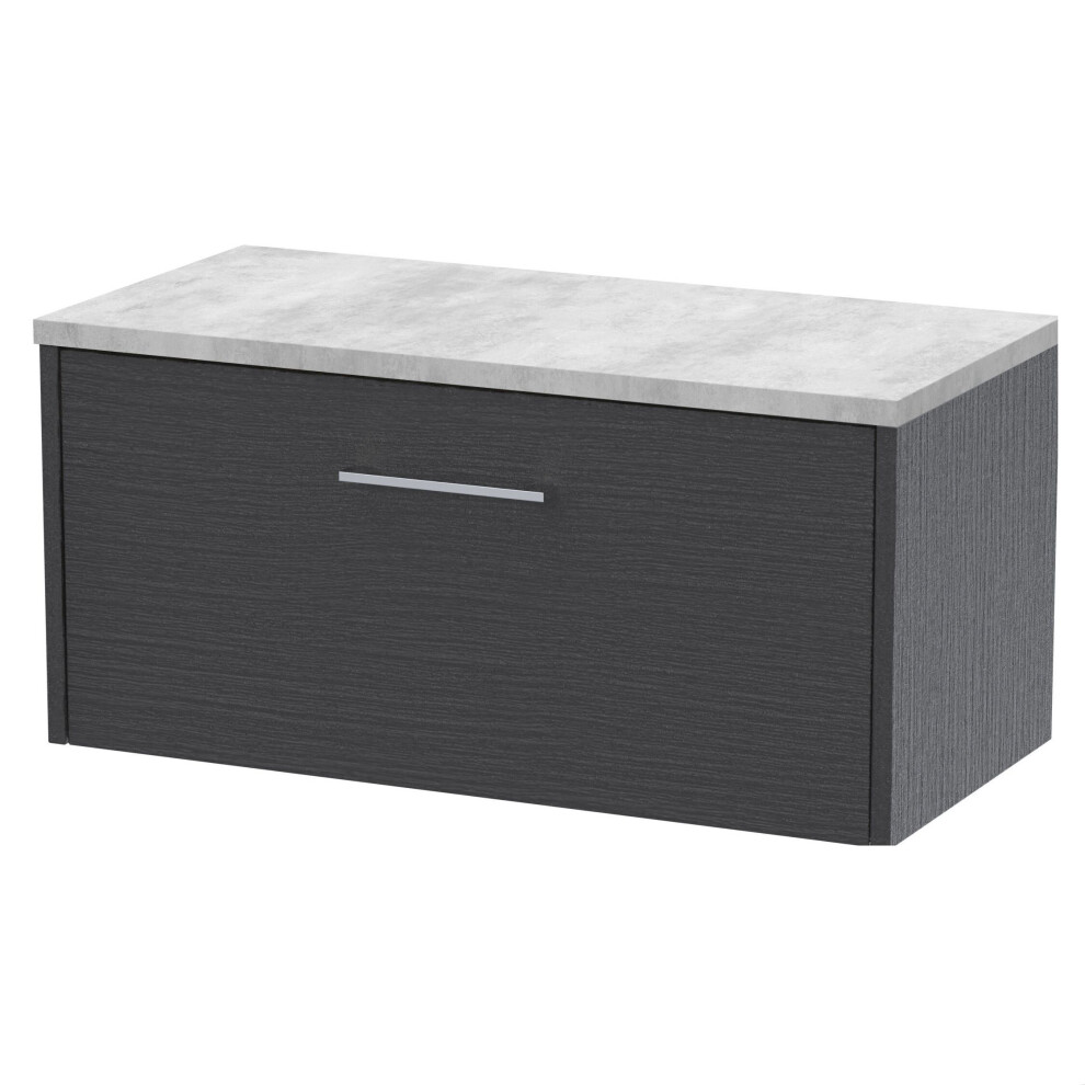 Balterley Winshill Contemporary 1 Drawer Wall Hung Vanity Unit With Laminate Worktop, Woodgrain Dark 800Mm Grey