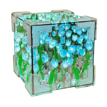 DIY Tulipas Espelho Cubo Luz Noturna Quarto Lâmpada Decoração Ornamento Feito À Mão Material Pacote Decoração de Mesa Azul