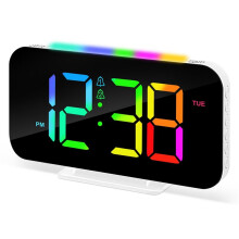 Reloj Despertador Digital LED para Dormitorios con Luz Nocturna, Alarma Dual, 12/24 H, Reloj Despertador con Pantalla  Enchufable para