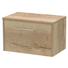 Winshill Contemporary 1 Drawer Wall Hung Vanity Unit with Worktop, Light Oak, 600mm