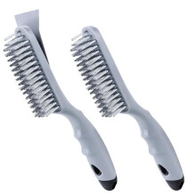 Stainless Steel Wire Brush Set 2Pcs, with Strong Handle & Metal Scraper,for Cleaning Welding Slag & Rust,Dust