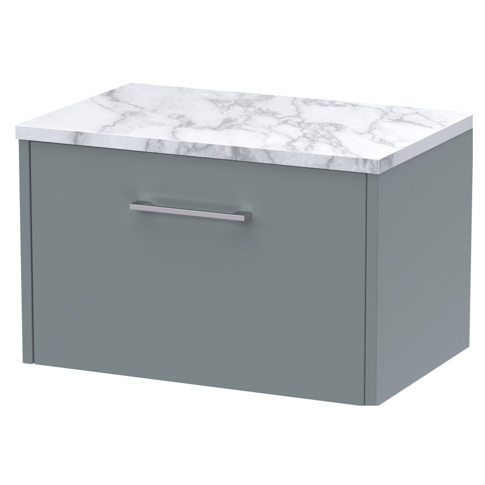 Balterley Winshill Contemporary 1 Drawer Wall Hung Vanity Unit With Laminate Worktop, 600Mm Grey