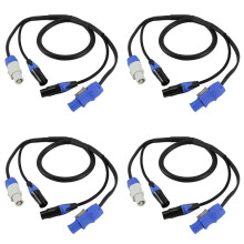 4X High Quality Powercon 3-Pin XLR Combo Cable 1m DMX512 Power Con Cable for Stage Lighting Led Screen