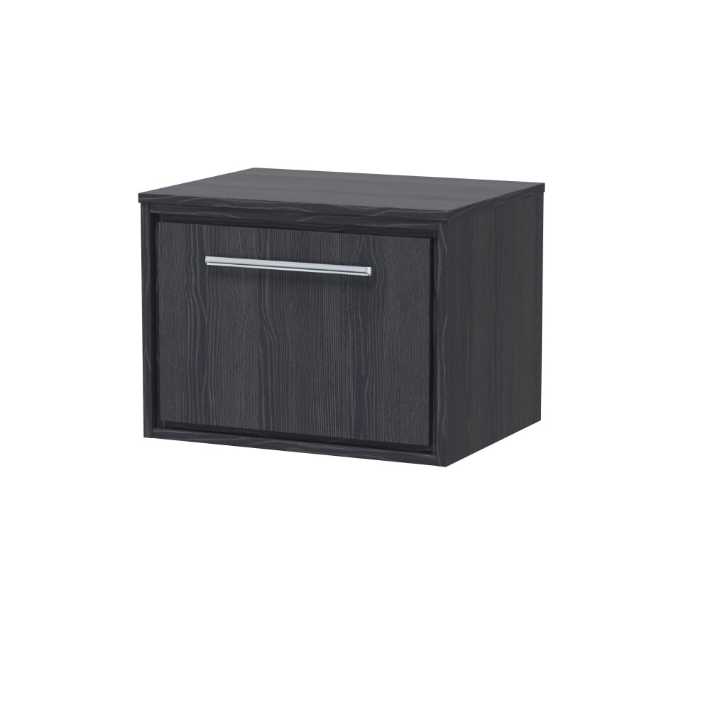 Balterley Longnor 1 Drawer Wall Hung Vanity Unit With Worktop, Woodgrain Graphite 600Mm Grey