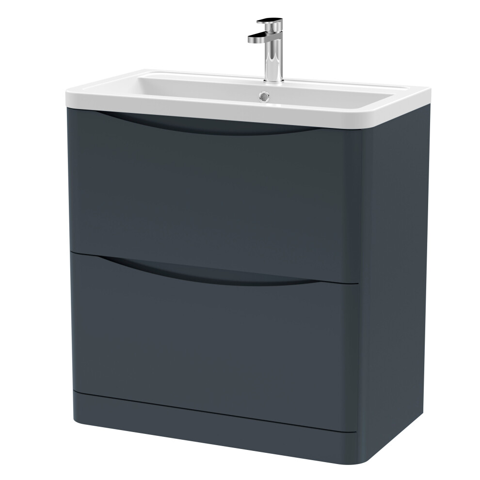 Balterley Dunwood Contemporary 2 Drawer Floor Standing Vanity Unit With Basin, Dark 800Mm Grey