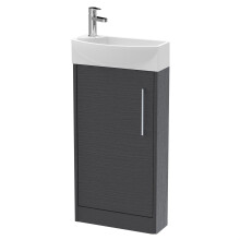 Winshill Contemporary 1 Door Right-Hand Floor Standing Cloakroom Vanity Unit with Basin, Woodgrain Dark Grey, 440mm