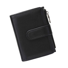 (Black) European Retro Short Wallet PU Construction Spacious Interior Blocking Coin Purse Compact Size For Women  Red