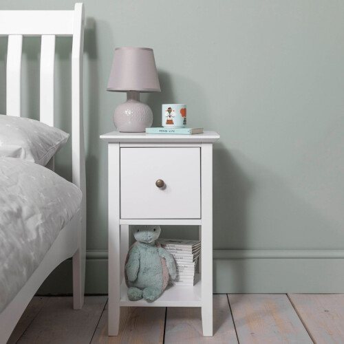 Noa and Nani Asora Twin Pack Bedside Table with Drawer in White 1