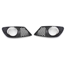 1 Pair Car Front Bumper Fog Light Grille Fog Lamp Grill Cover with Chrome Frame for  C-Class W204 2008-2010