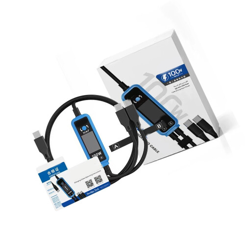 100W 1 tot 2 USB C snellaadkabel met spanningsstroommeter