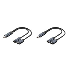 2X Kabel USB C OTG Adapter do Telefonu 2 w 1 Typu C do Adaptera USB A z Portem Ładowania PD do Smartfona, Laptopa, Tabletu, Szary