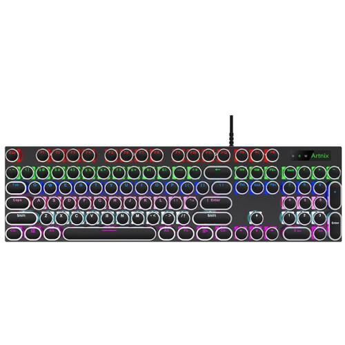 104Pcs/Set Universal Round Key Cap Keycaps for  MX Mechanical Keyboard Backlit Design Black