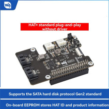 Waveshare for Raspberry Pi 5 PCIe to  Expansion Board with EEPROM HAT+ PCIe to 2-CH  HAT+ for Raspberry Pi 5