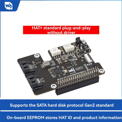 Waveshare for Raspberry Pi 5 PCIe to  Expansion Board with EEPROM HAT+ PCIe to 2-CH  HAT+ for Raspberry Pi 5