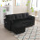 (Black) L-Shaped Upholstered Pull Out Bed Sofa with Storage & Pillows 1