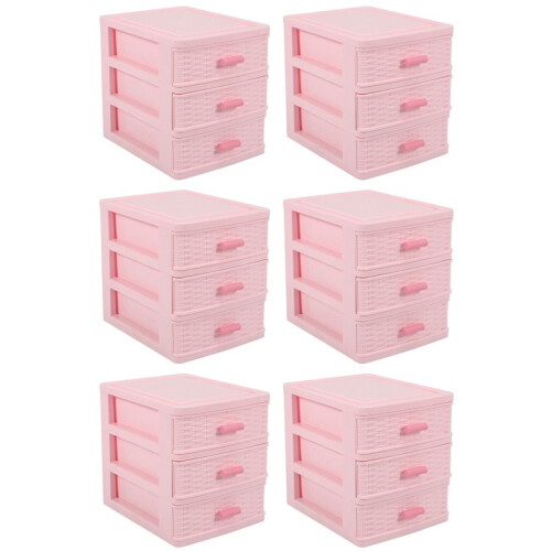 6X Plastic Drawer Designed 3 Compartment Jewelry Storage Box