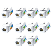 10 Szt. Cat6 Jack, Złącze Ethernet Punch Down, Adapter Ścienny 90-Stopniowy Moduł Sprzęgający, Kompatybilny Cat5/5e/6