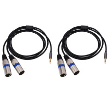 2X Wielofunkcyjny Kabel Audio 3,5 / 6,35 mm Męski Wtyk na Podwójny Męski XLR Kabel PrzedłużająCy XLR 6,35 / 3,5 mm 3Metry