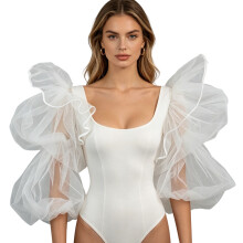 Manchons de bras de mariage transparents, ajustement-Blanc
