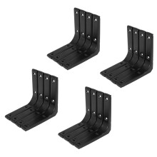 16 PCS Iron Wall Shelf Bracket, 4 x 4 Inch Heavy Duty Shelf Support Bracket Decorative Joint Angle Bracket, Black