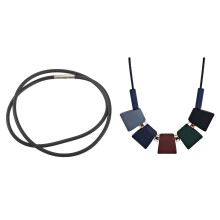 3mm Black Rubber Cord Necklace- 18 Inch with Women's Necklace Sweater Chain Necklaces Colorful Beaded Choker Necklace