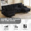 (Black) Sectional U-Shaped Chenille Fabric 6 Seater Sofa 8